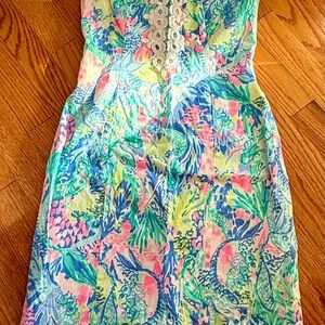 Lilly Pulitzer Gabby Stretch Shift Dress in the colorful "Mermaids Cove" print
